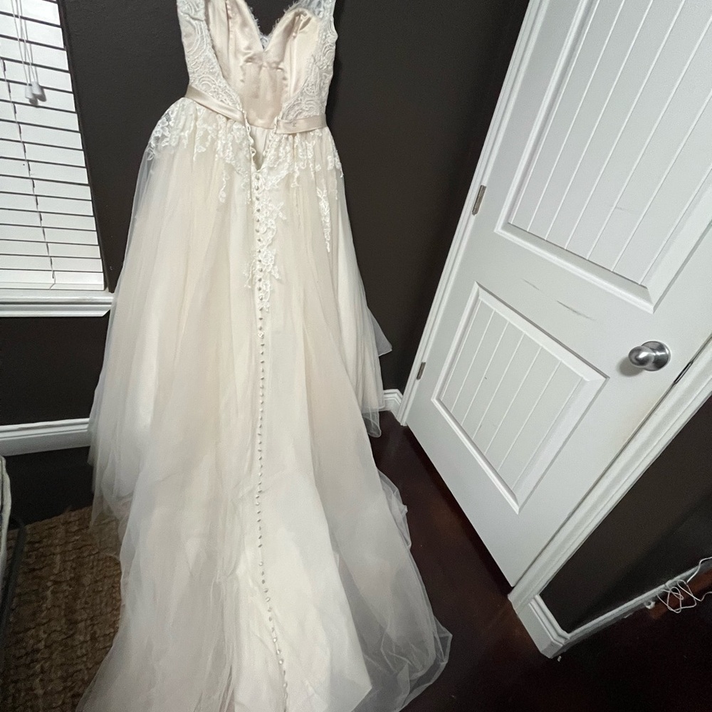 Beautiful Designer Lace Tulle Wedding Dress Sz 8/10 Corset Feminine Romantic - Picture 8 of 16